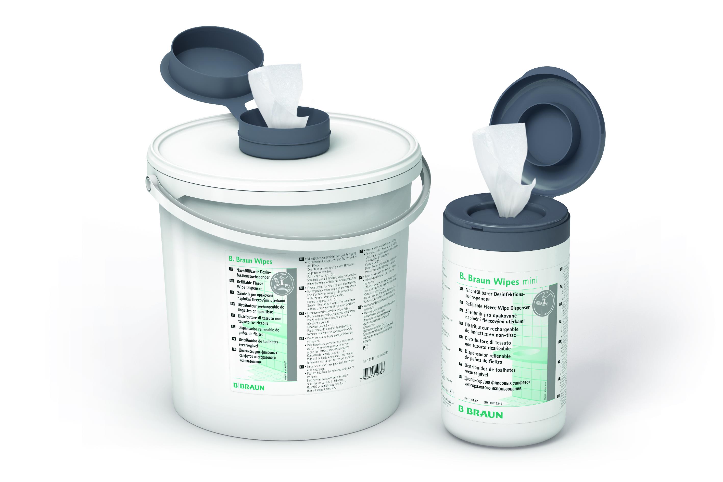 B.Braun Wipes Spenderdose klein ohne Vliesrolle mit grauem Deckel