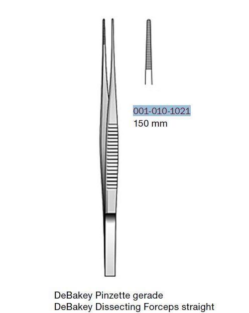 DeBakey atraumatische Pinzette gerade PK 25 15cm zum Einmalgebrauch