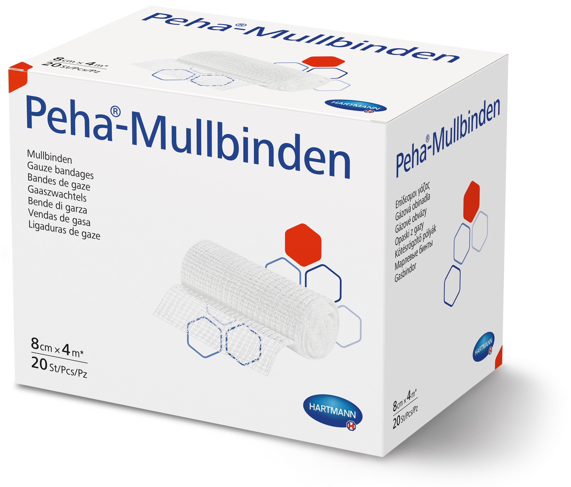 Paul Hartmann AG Peha-Mullbinden 8cm x 4m PK 20 lose im Karton,starre Fixierbinde