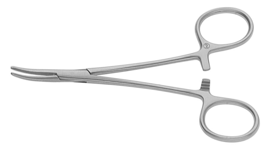 VEHU-MEDICAL Klemme n. Halsted gebogen anatomisch AP 10 12,5cm zum Einmalgebrauch