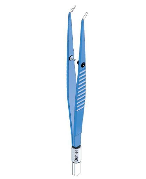 Bipolare Koagulation Pinzette 16cm/0,5mm spitz/gewinkelt