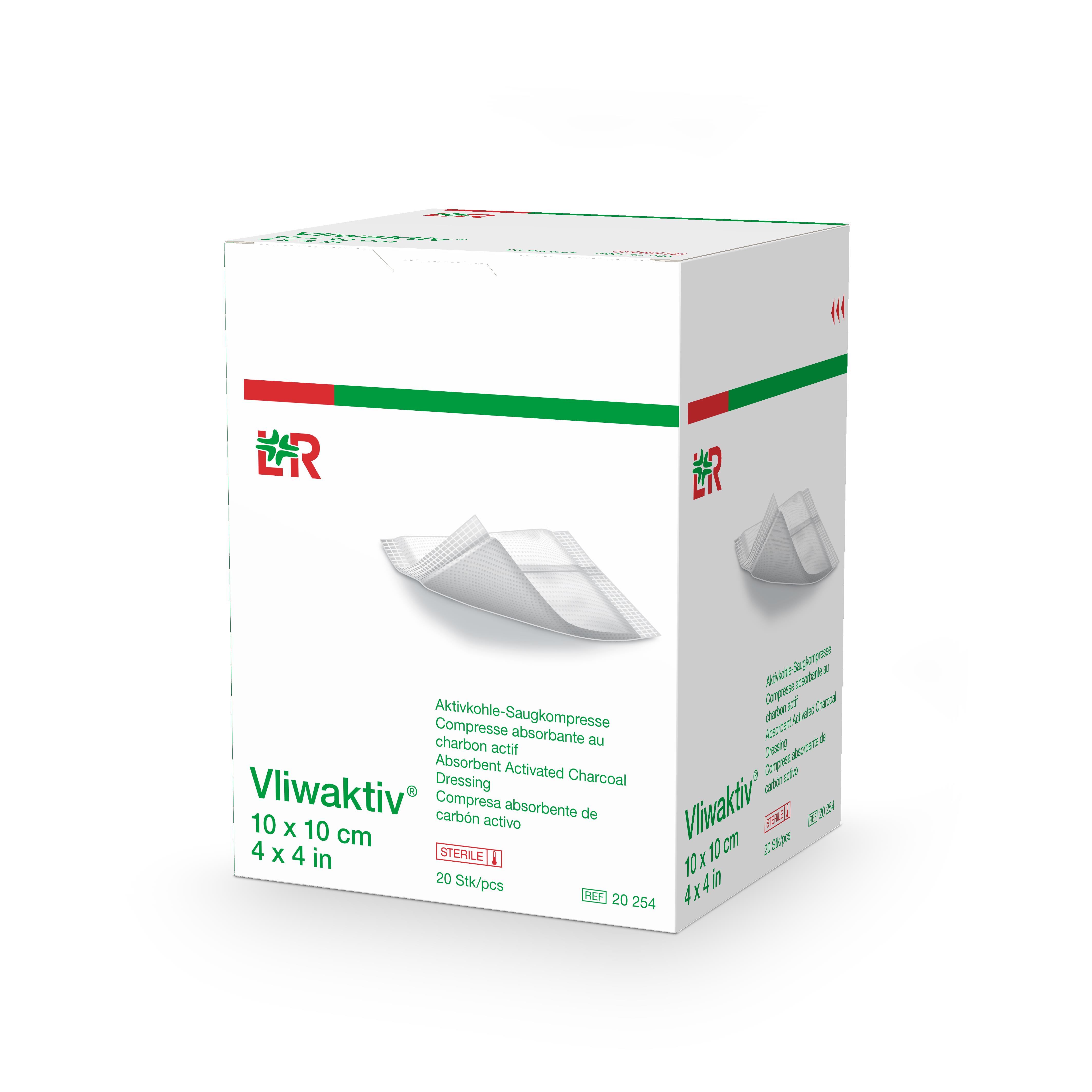 Lohmann & Rauscher International GmbH & Co. KG Vliwaktiv Aktivkohle-Saugkompresse steril, 10x10cm, 20 Stück - Bild 2