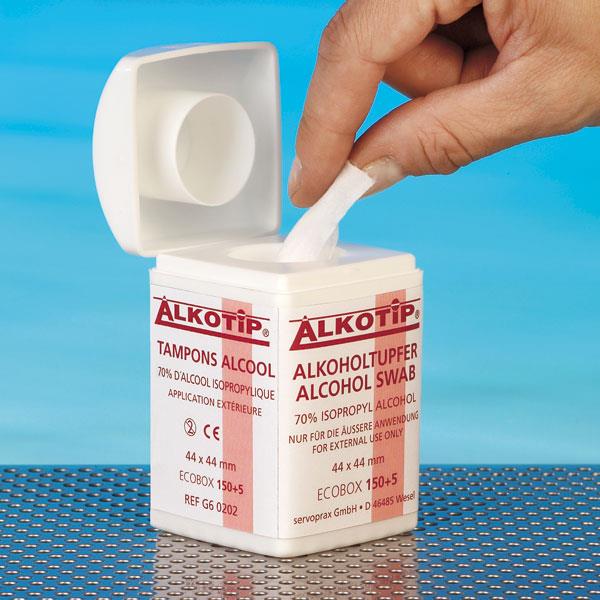 servoprax GmbH Alkotip Alkoholtupfer AP 155 in d. Dispenserdose