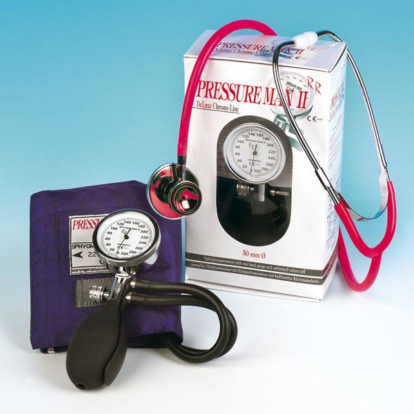 servoprax GmbH Pressure Man II Chrome Line Set grau 2-Schl. Blutdruckmessgerät,m. Stethosk