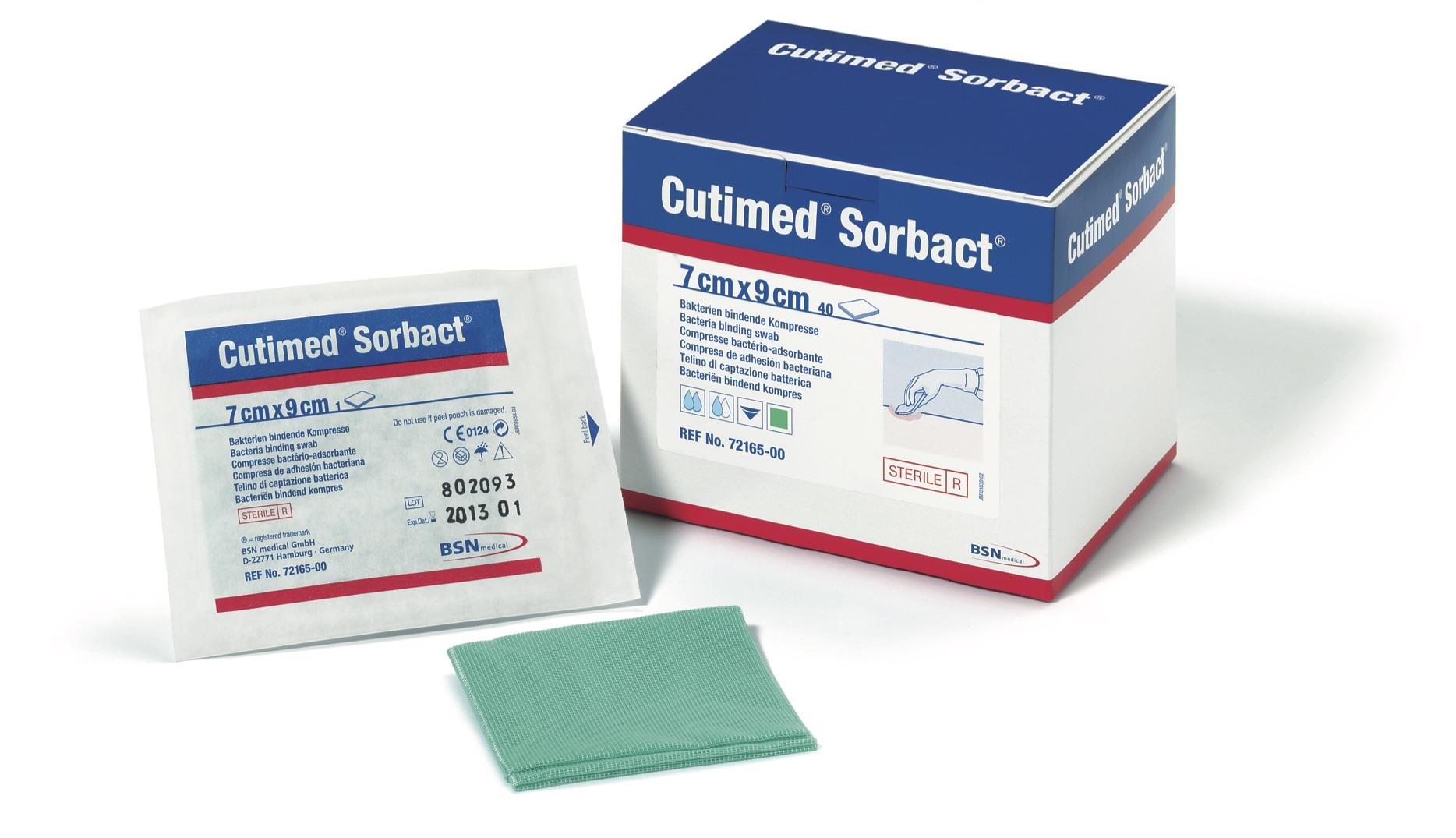 BSN medical GmbH Cutimed Sorbact Kompresse steril AP 6 7x9cm zur Keimred. Inf. Wunden