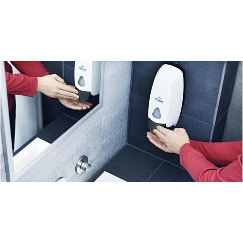 Fripa Seifenspender klein 0,5 Liter Kunststoff weiß, 78x205x100mm