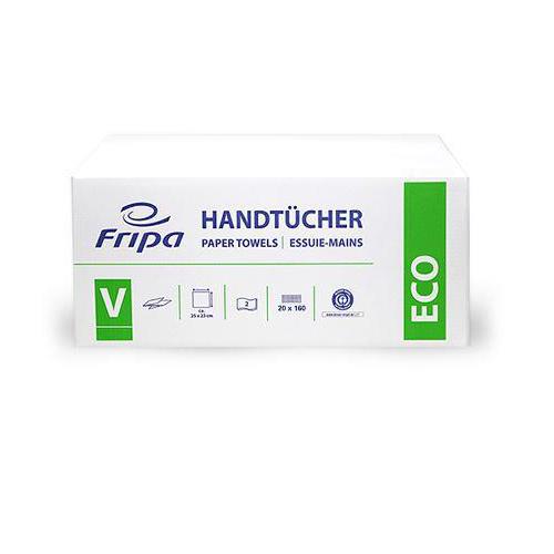 FRIPA Fripa Eco Papierhandtücher 2-lg., weiß PK 3200 25x23cm V-Falz,recy