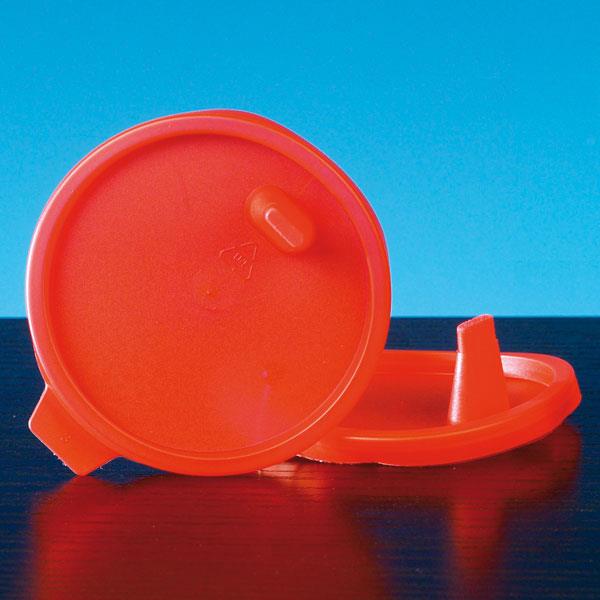 Ersatzdeckel für Urinbecher AP 1000 roter Schnappdeckel mit Tülle