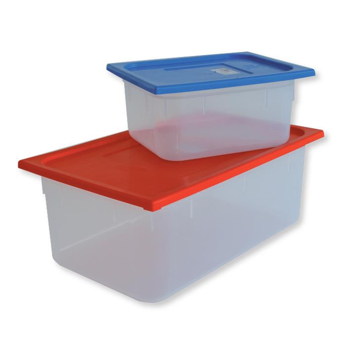 Behälter aus Polypropylen 320x260x100mm mit blauem Deckel