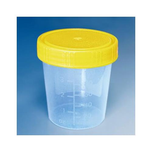 Urinbecher 100ml steril AP 5 mit gelbem Schraubdeckel