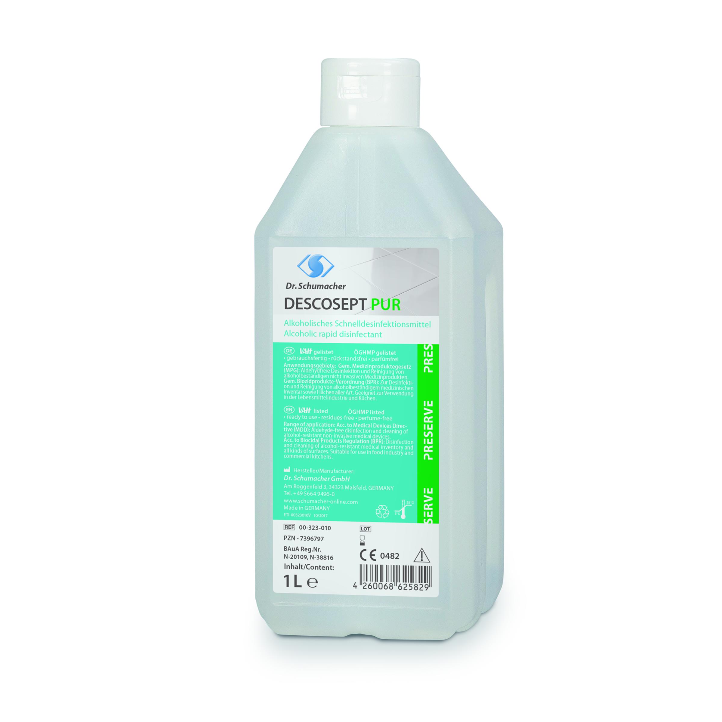 DR.SCHUMACHER GMBH 34201 MELSU Descosept Pur 1L Schnelldesinfektion aldehydfrei, parfümfrei