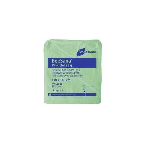Meditrade GmbH Beesana Besucherkittel grün 23 g/m² PK 10x10 unsteril, PP-Vliesstoff