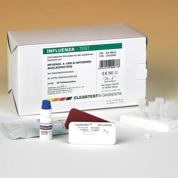 servoprax GmbH Cleartest Influenza Typ A und B AP 5 Antigen Grippe Schnelltest