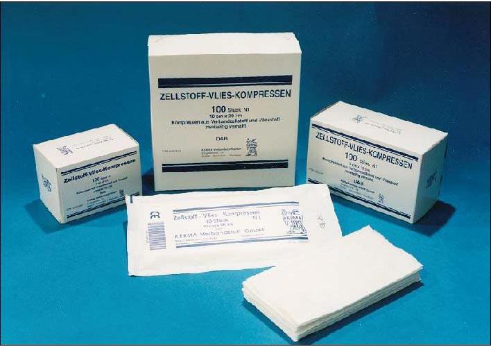 KERMA VERBANDSTOFFE GMBH Zellstoff-Vlies-Kompressen 8cmx10cm AP 100 unsteril 12-lagig