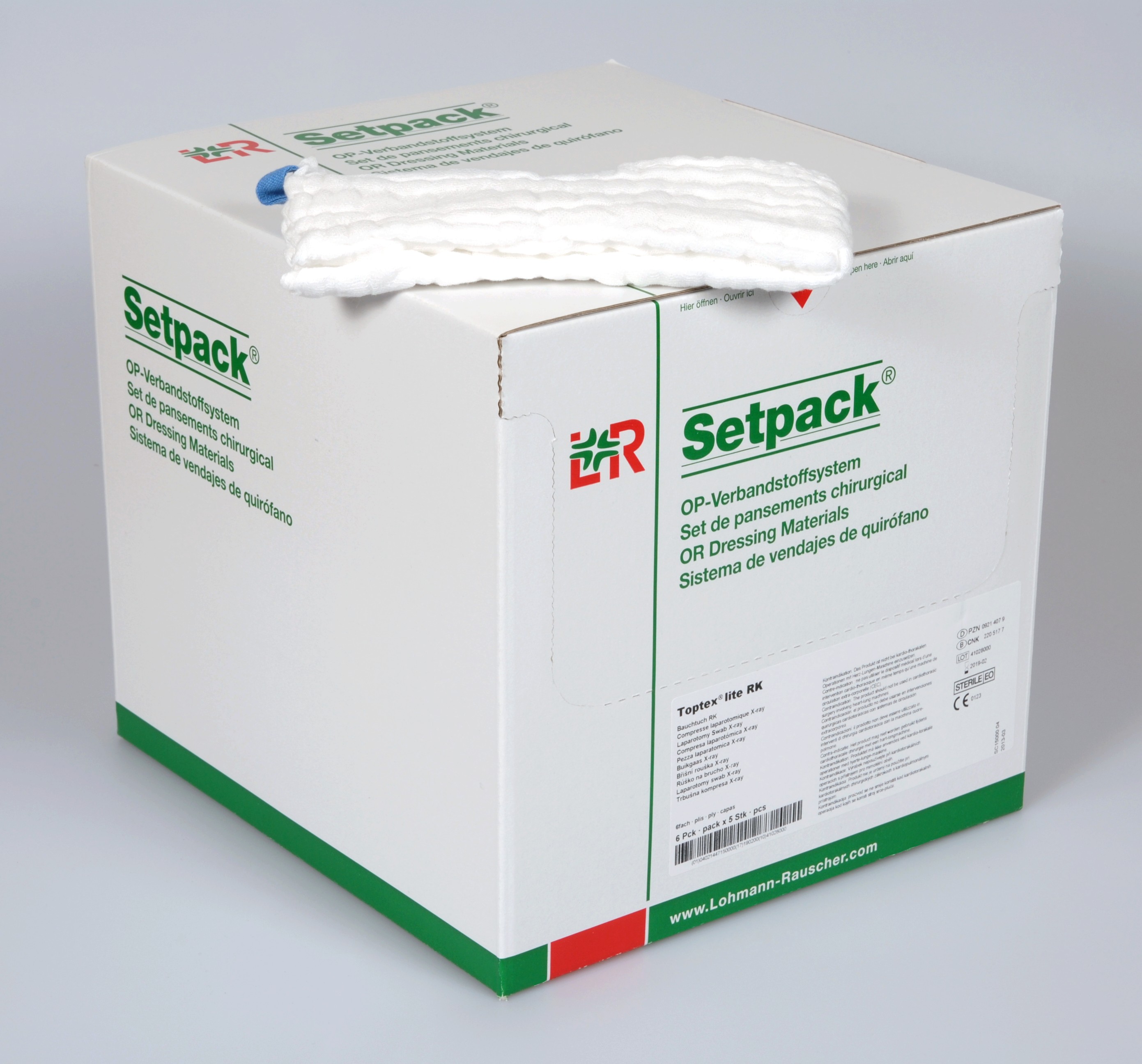 Lohmann & Rauscher International GmbH & Co. KG Setpack Toptex lite Bauchtuch RK 40x40cm, weiß, 6fach, 5 Stk, steril