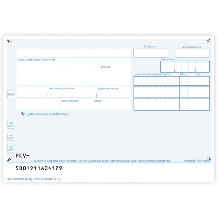 PKV-Privatrezept mit Wasserzeichen