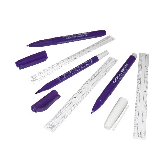 Purple Surgical Hautmarkierstift PK 25 steril, feine Spitze m. Lineal