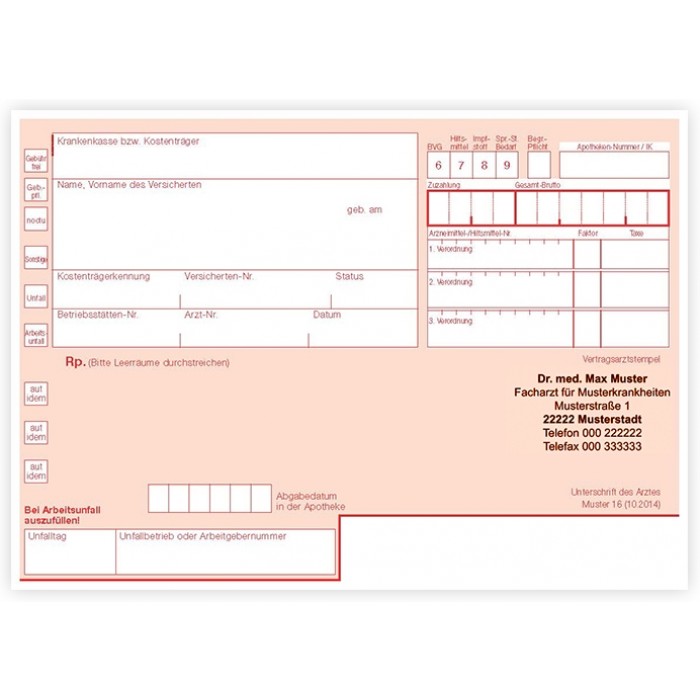 Kassenrezept mit Eindruck