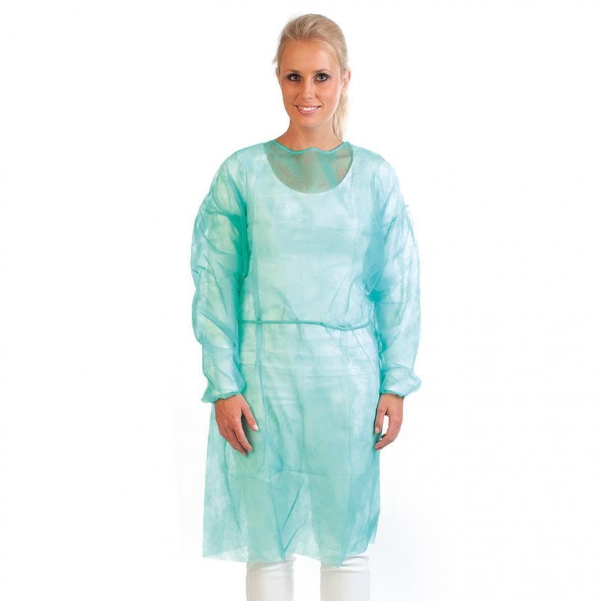 Besucherkittel HYGOSTAR grün AP 10x10 Stück, PP-Vliesstoff 26g/m²