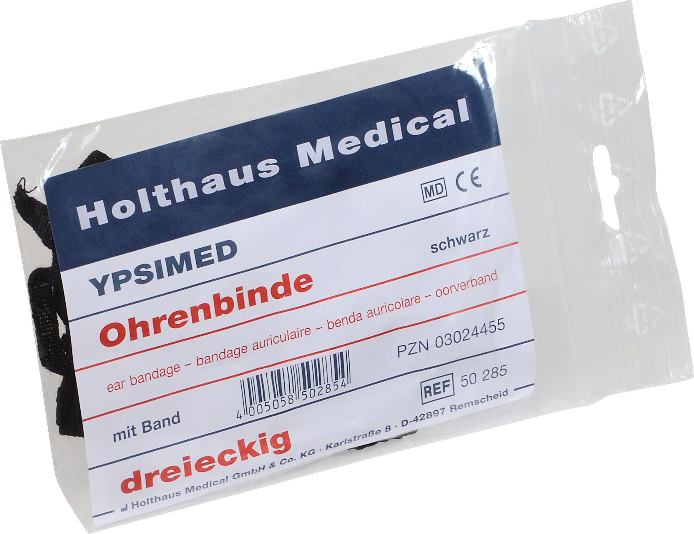 HOLTHAUS Ypsimed Ohrenbinde schwarz dreieckig, 11x13cm
