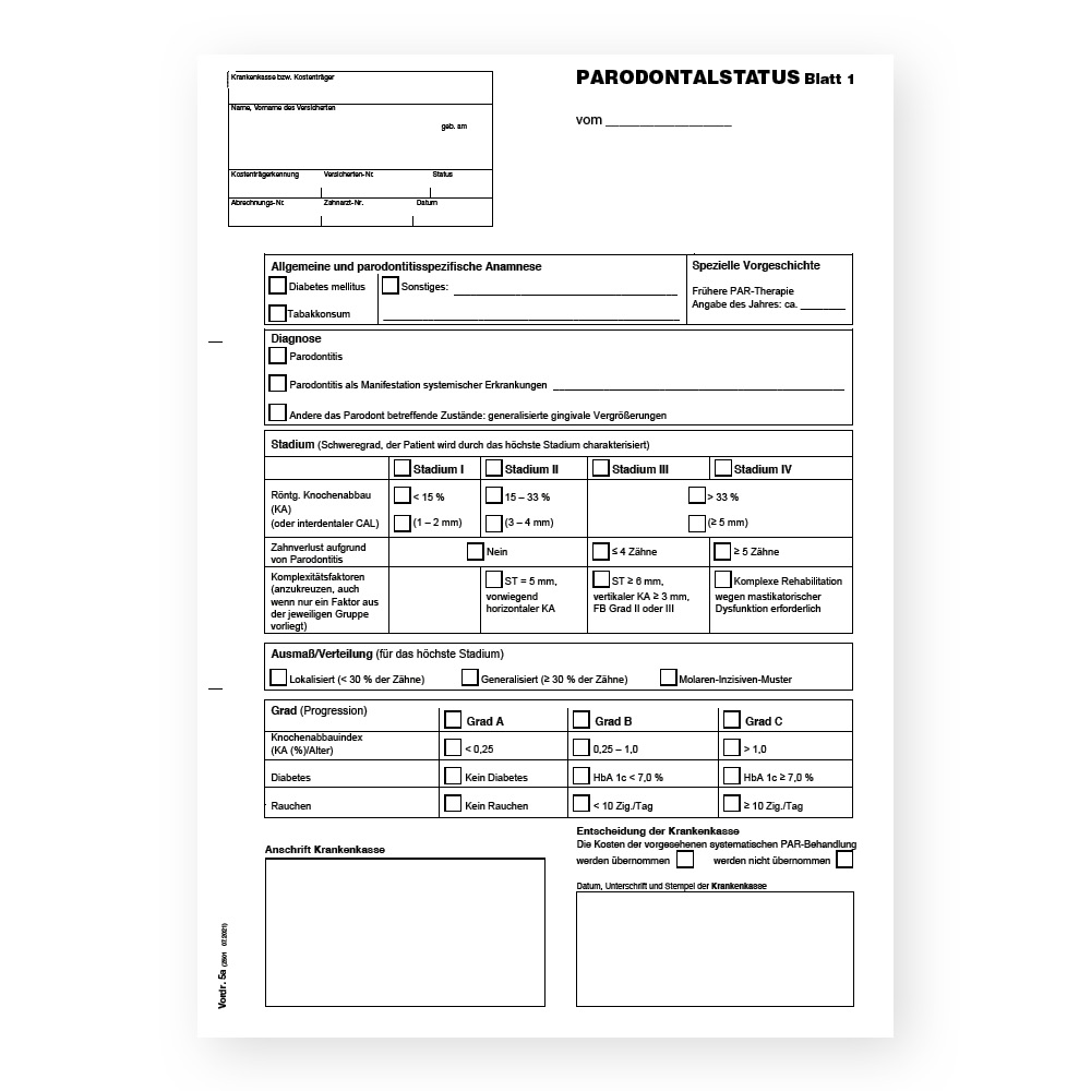 Z 501 - Parodontalstatus Blatt 1