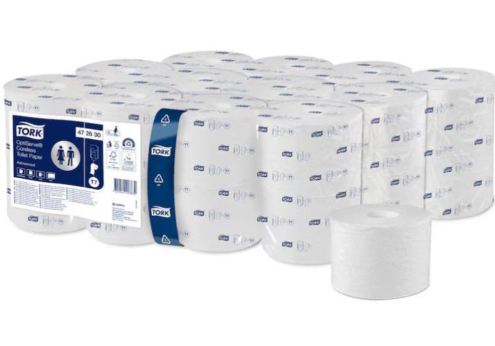 SCA HYGIENE PRODUCTS GMBH Tork T7 OptiServe Toilettenpapier PK 24 Rll 2-lg. weiss, hülsenlos