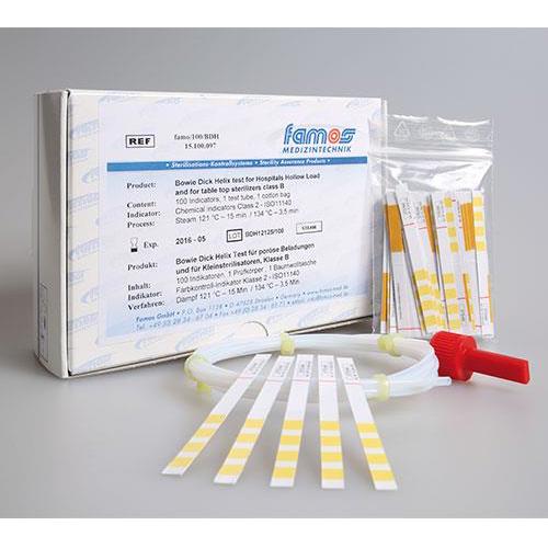 Famos Bowie & Dick Helix-Testset Kunststoffprüfkörper + 100 Indikatoren