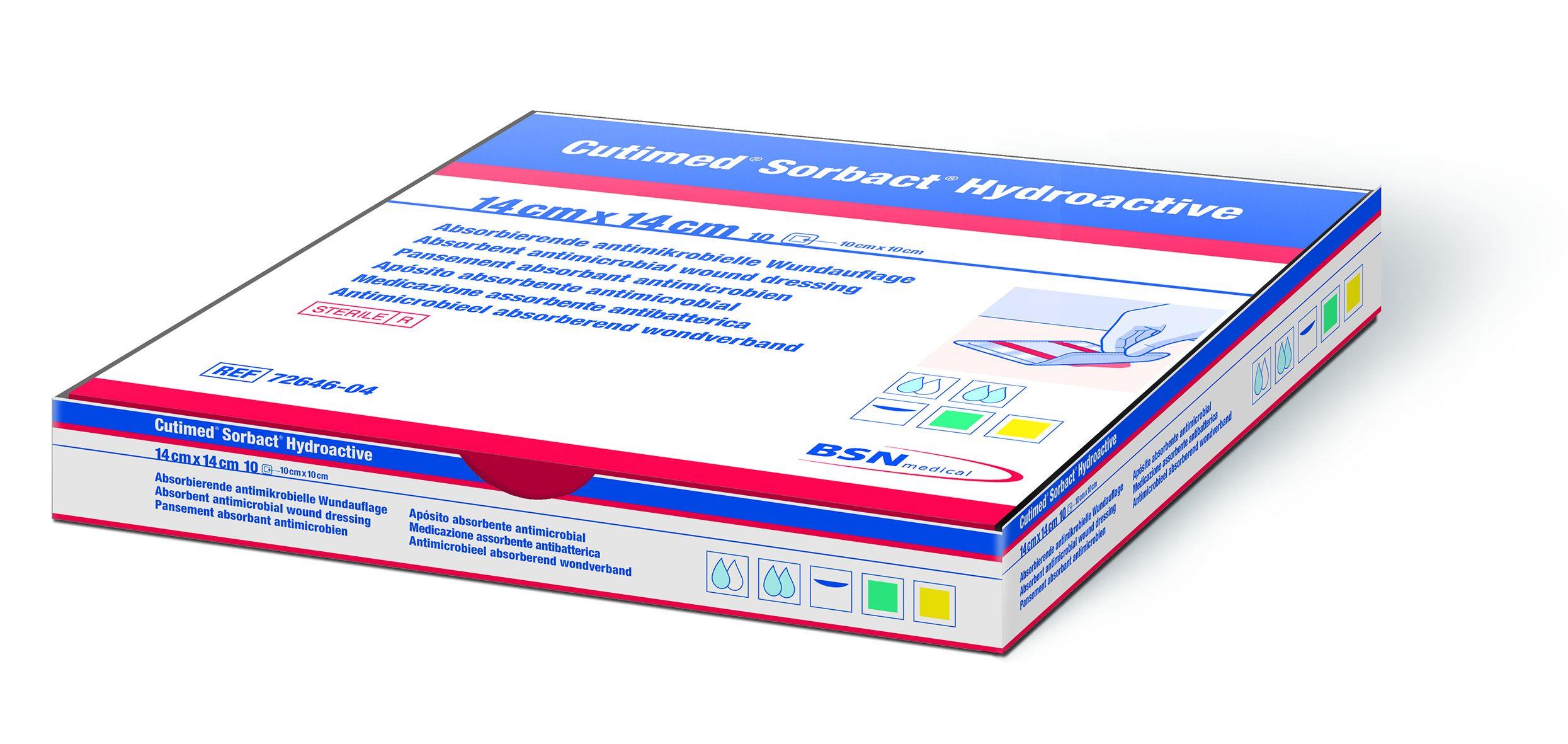BSN medical GmbH Cutimed Sorbact Hydroaktiv steril AP 10 14x14cm für infizierte Wunden