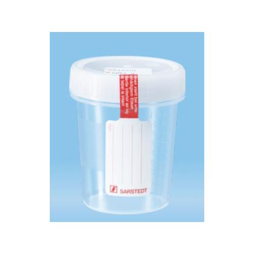 Schraubbecher 100ml, PP AP 200 steril, m.Graduierung u. Etikett