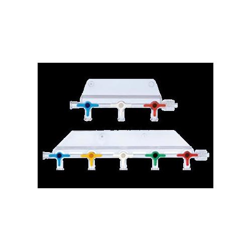 Dreiwegehahn blau AP 200 + 10cm Leitung 2x4mm knickstabil