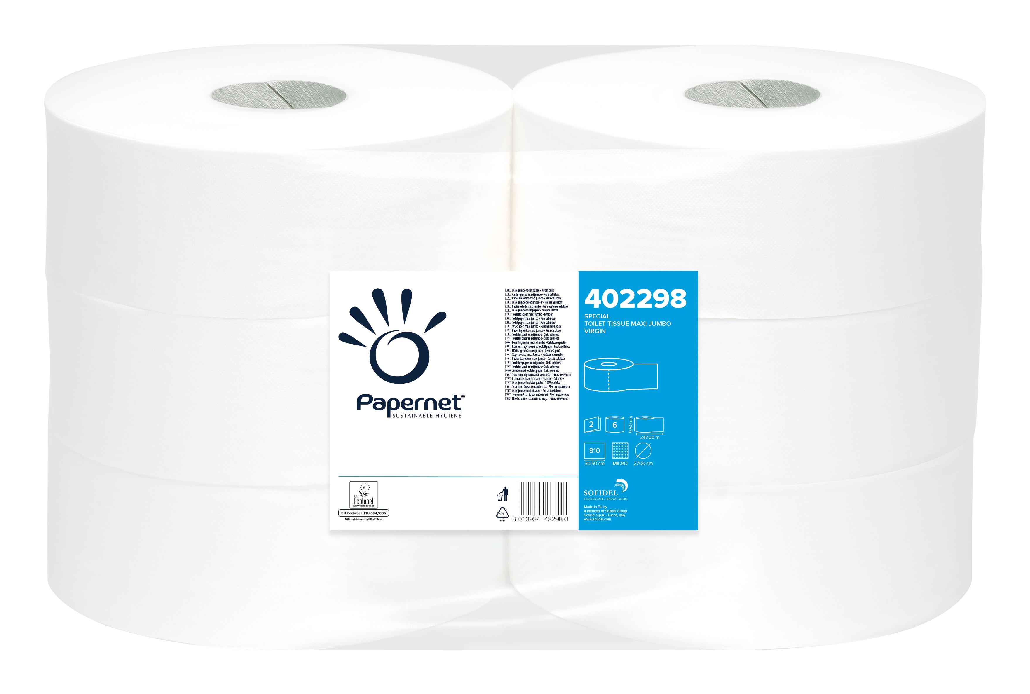 WERRA PAPIER WERNSHAUSEN GMBH Papernet Toillettenpapier Maxi Jumbo PK 6 x 247m Rll. à 810 Bl., weiß 2-lg