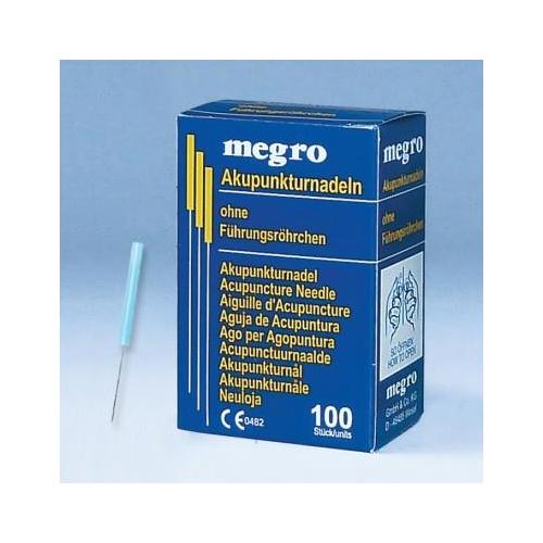 Megro Akupunkturnadeln TypA3 0,20x15mm AP 100 hellbl. m. Kunststoffgriff, o.F.