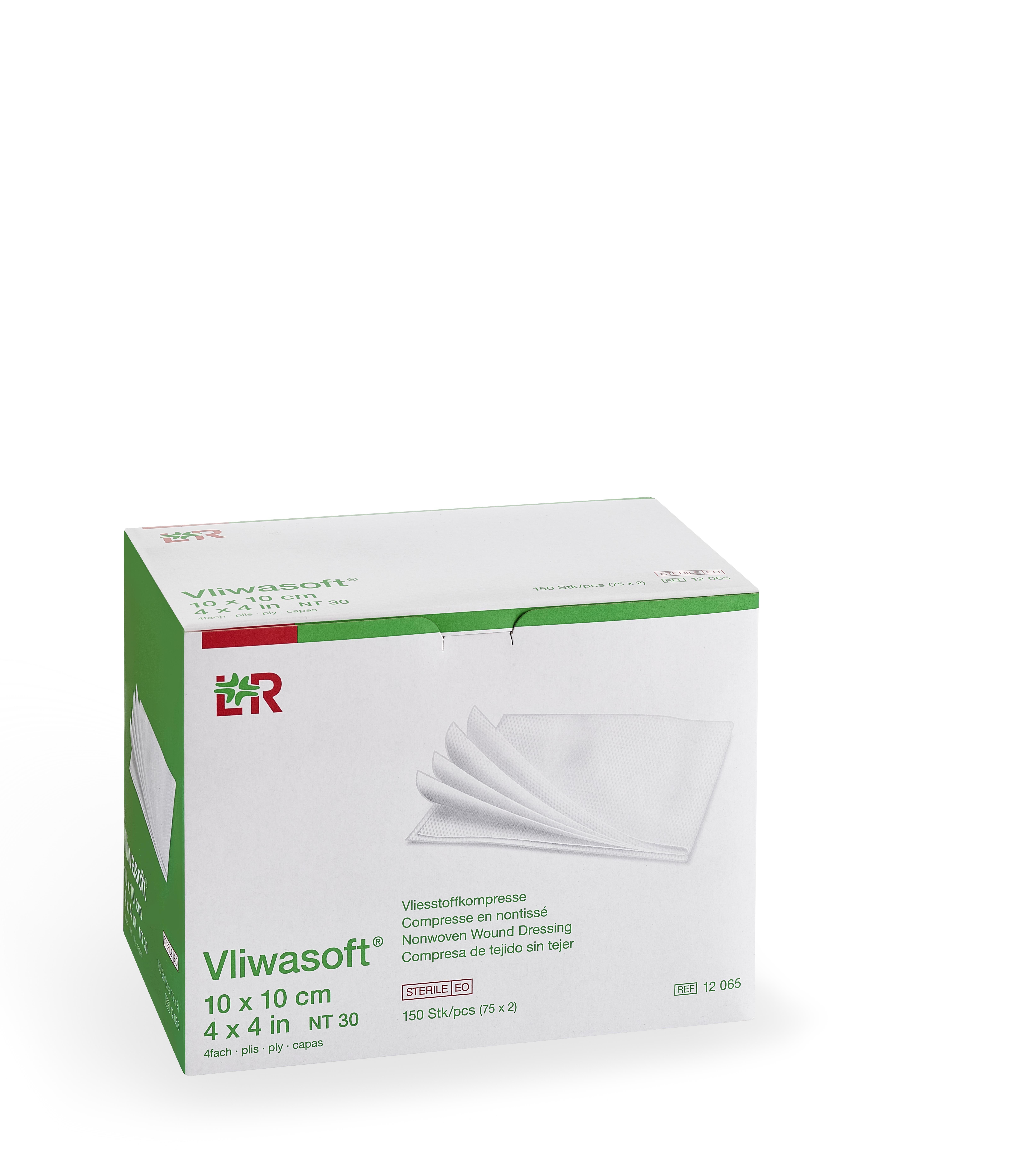 Lohmann & Rauscher International GmbH & Co. KG Vliwasoft Vliesstoffkompresse steril, 10x10cm, 4-fach, 75x2 Stück - Bild 3
