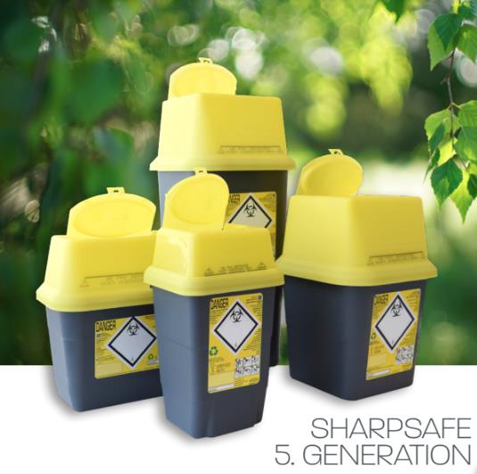 Sharpsafe Abwurfbehälter 3 Liter-green Kanülensammler aus recyceltem Kunststoff