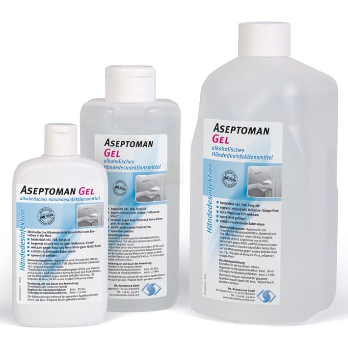 Aseptoman Gel farblos 150ml Händedesinfektion Kittelflasche