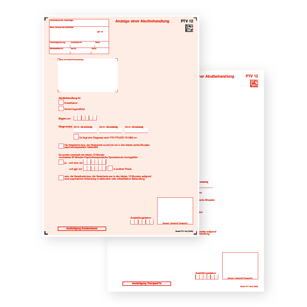PTV 12 - Anzeige der Akutbehandlung / Beendigung einer Psychotherapie