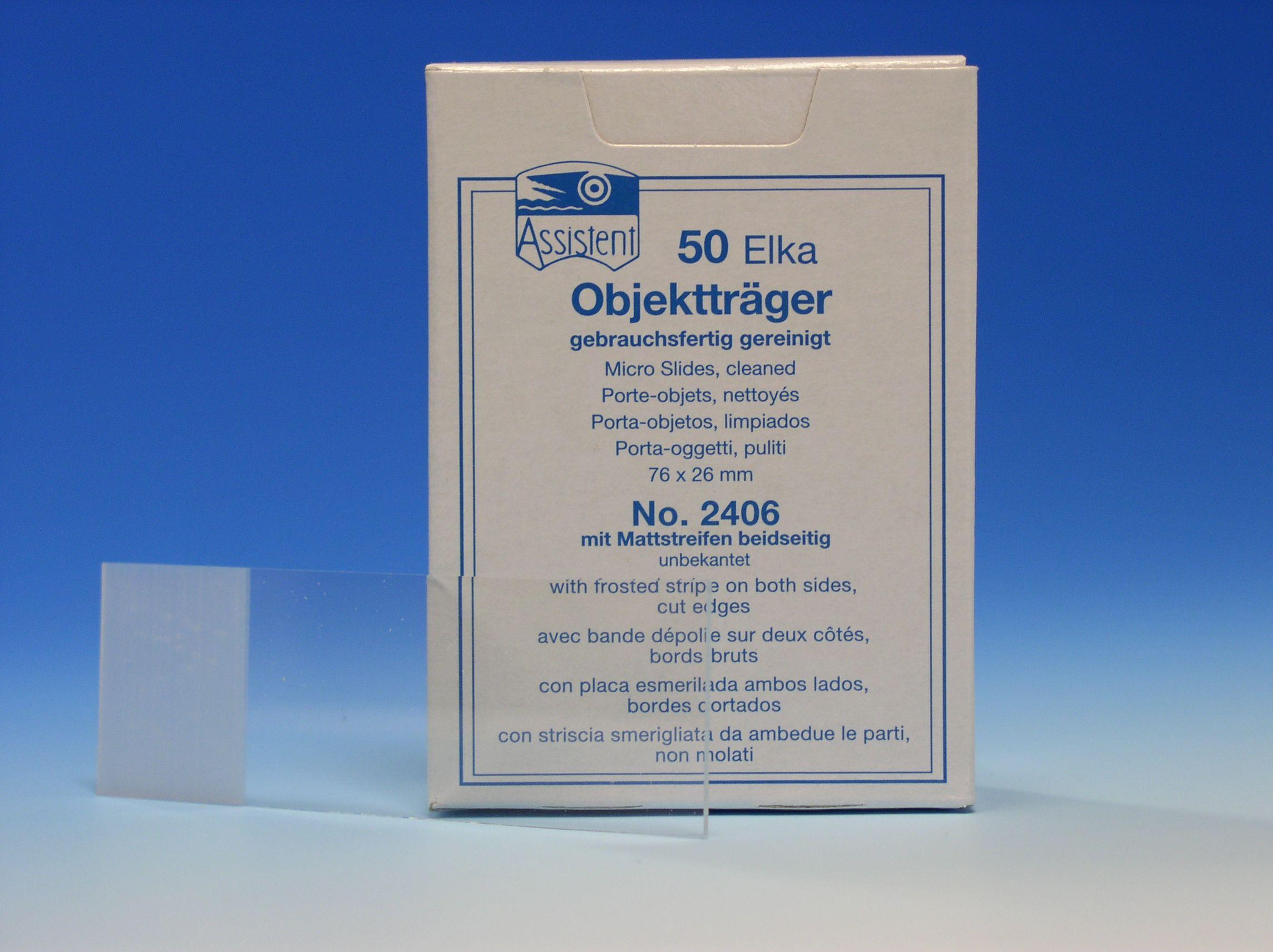 Assistent-Objektträger 76x26mm PK 50 unbekantet, m. 1 Mattstr.