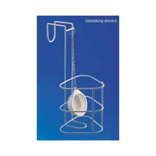 Urinflaschenhalter Kunststoffbeschicht. weiß, m. Deckel und kräftiger Kette