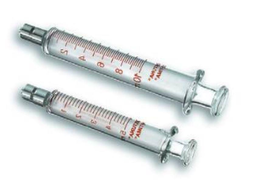 Ganzglasspritze 2ml Metall-Luer-Lock-Konus, zentrisch