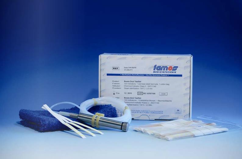 Famos Bowie & Dick Helix-Testset inkl. Edelstahlprüfkörper + 100 Indikatoren