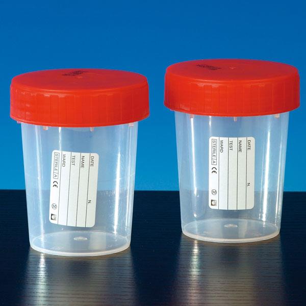servoprax GmbH Urinbecher mit Schraubdeckel 180ml AP 200 innen gammasteril, glasklar