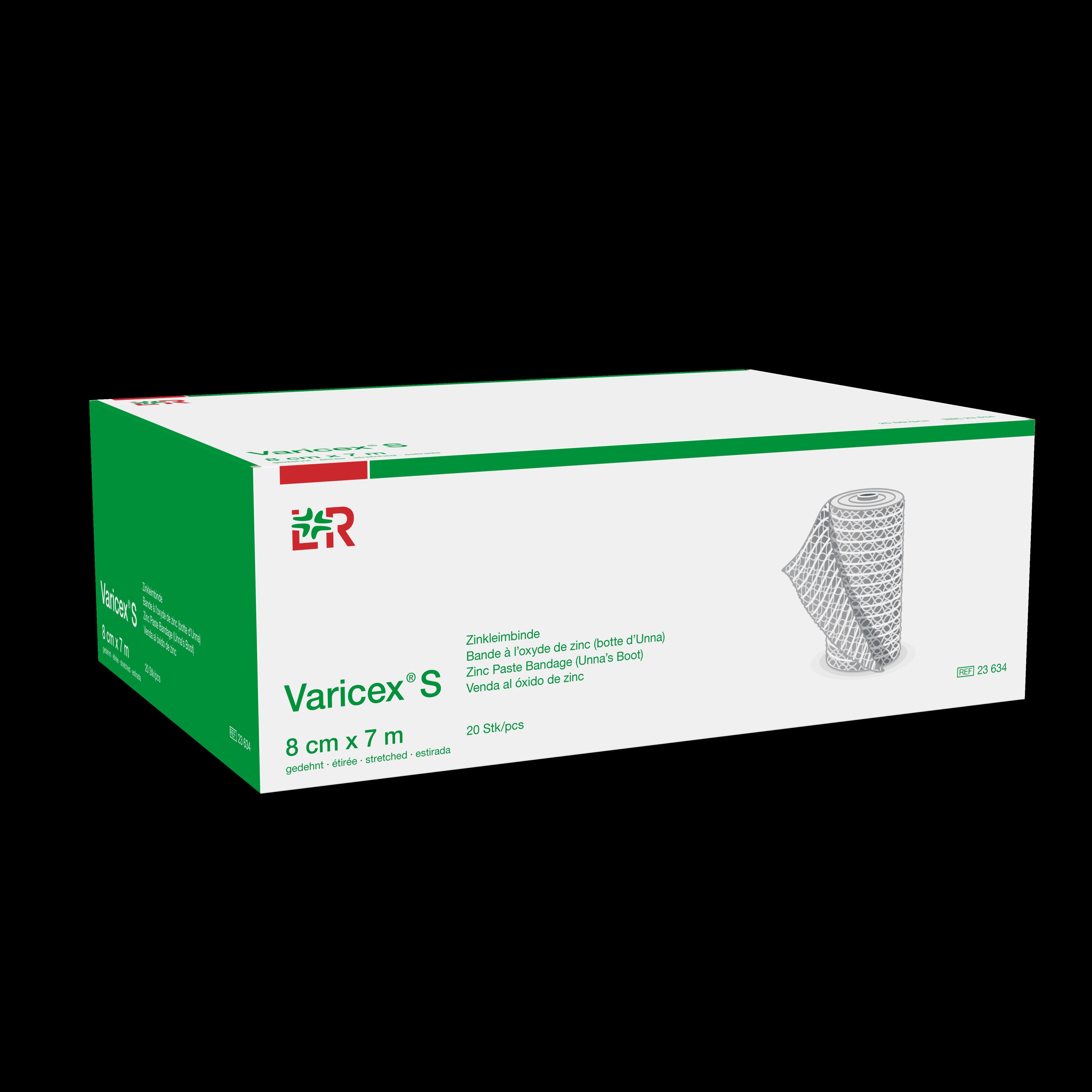 Varicex S Zinkleimbinde 8cmx7m, einzeln verpackt, 20 Stk.