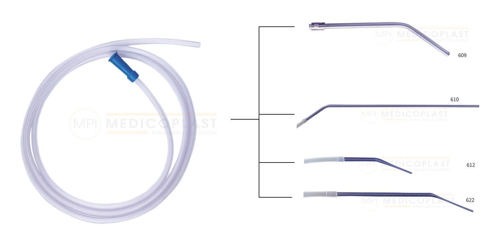Absaugsatz f. Rektoskopie CH24 250cm AP 25 50cm gerad. Saugkanüle m.Trichter