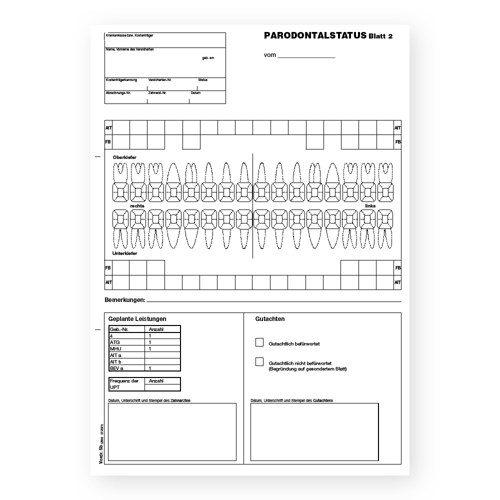 Z 502 - Parodontalstatus Blatt 2