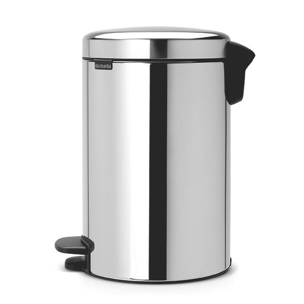 servoprax GmbH Tret Abfalleimer NewIcon 12 Liter chrom,Kunststoffeinsatz-Eimer matt-steel