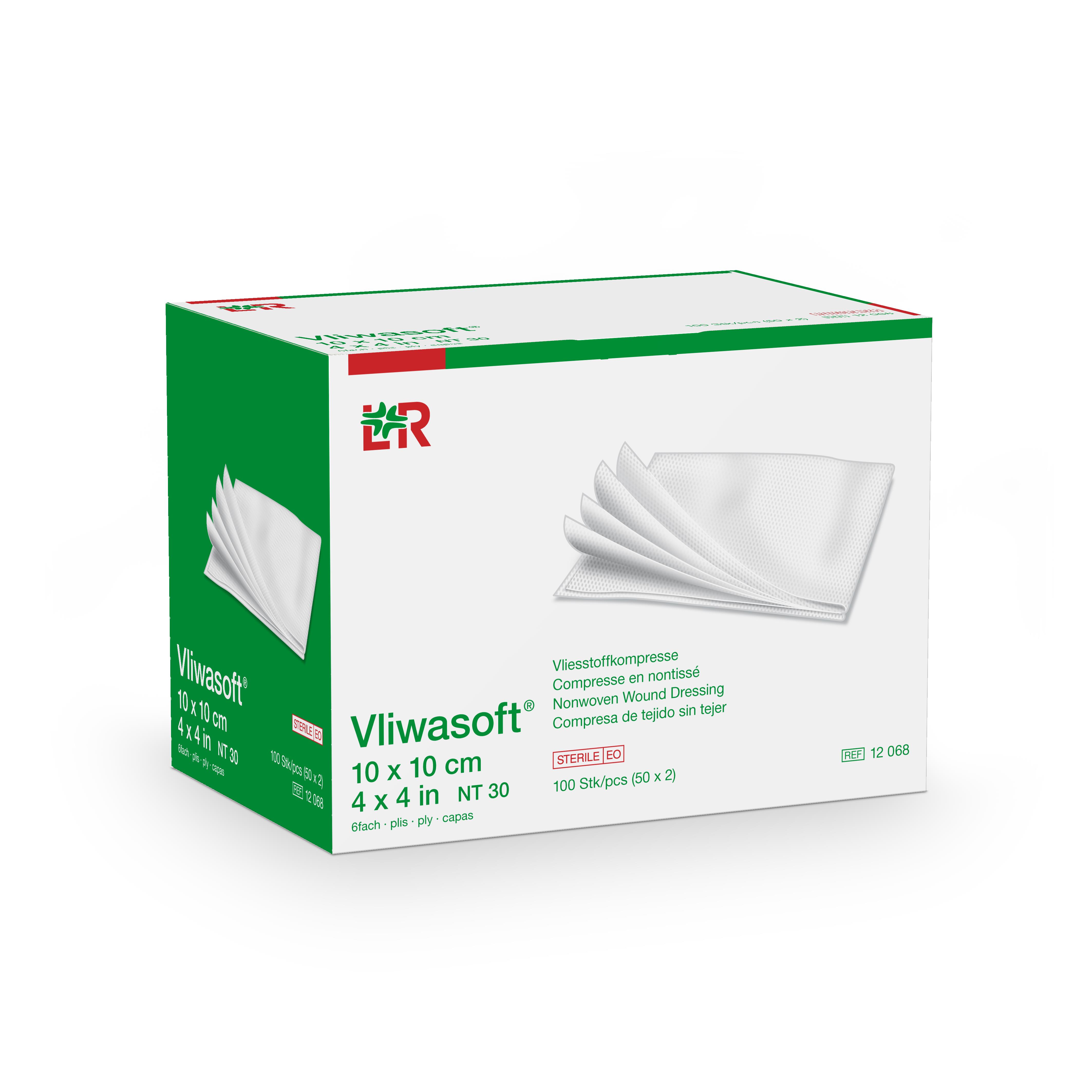 Lohmann & Rauscher International GmbH & Co. KG Vliwasoft Vliesstoffkompresse steril, 10x10cm, 6-fach, 50x2 Stück - Bild 3