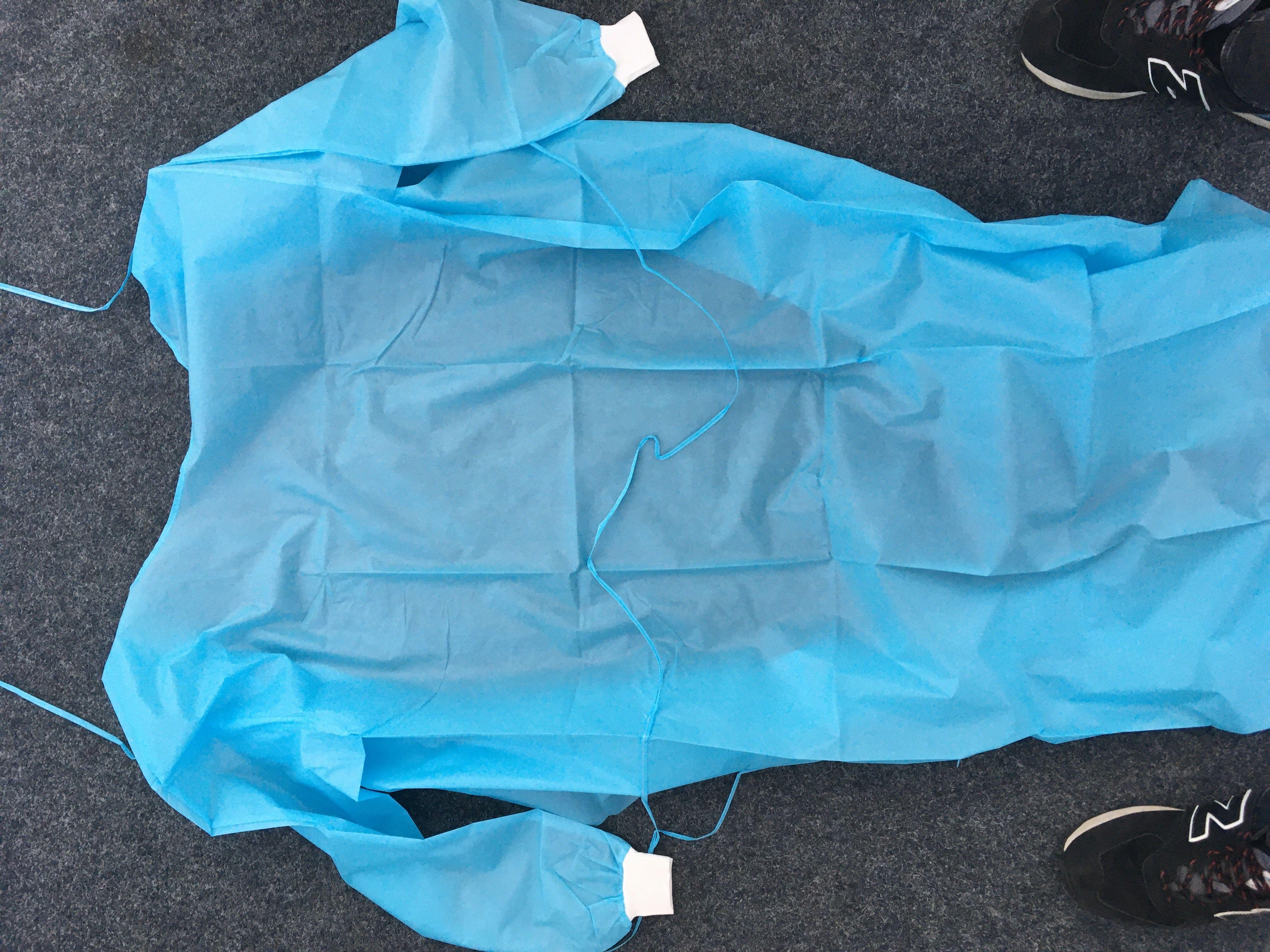 Infektionsschutzkittel blau 139 cm PK 10 PP-Vlies, PE