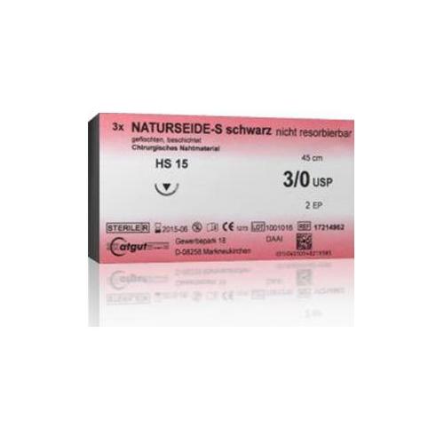 Catgut GmbH Naturseide-S 3/0 schwarz AP 24 DS19 45cm 17214871