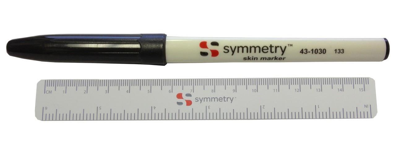 Symmetry Surgical Hautmarkierstift blau AP 36 steril, extra fein, m. Lineal
