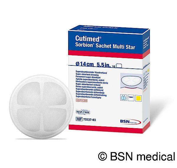 Cutimed Sorbion Sachet Multistar Ø 14cm AP 10 superabsorbierender Wundverband